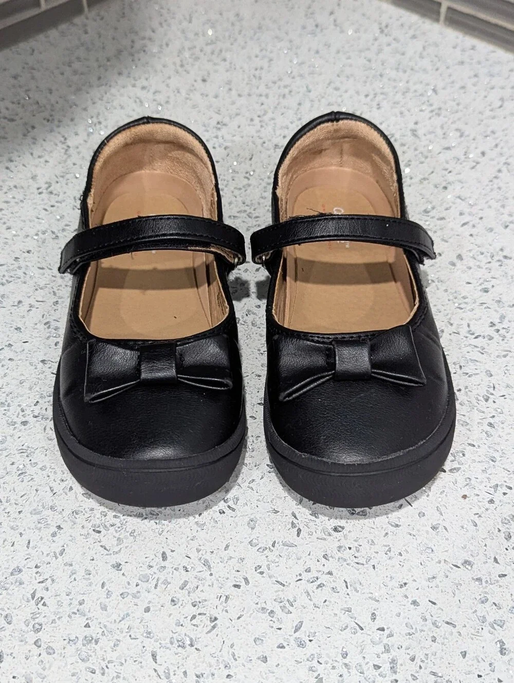 Cat & Jack Kids Black Bow Mary Jane Mj Ballet Flat Shoes Fall Church Girls Sz 12